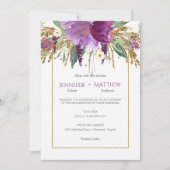 Invitation Purple Amethyst Floral Parties scintillant or prin (Devant)