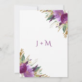 Invitation Purple Amethyst Floral Parties scintillant or prin (Dos)