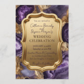 Invitation Purple Amethyst & Gold Agate Geode Ornate Wedding (Devant)
