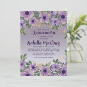 Invitation Purple Amethyst Lavender Gold Parties scintillant (Debout devant)