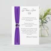 Invitation Purple Amethyst Satin Ribbon Jewel Reception Only (Debout devant)