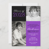Invitation Purple and Black Classic 2 Diplôme photo (Devant)