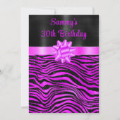 Invitation Purple and Black Zebra Stripes Birthday Party (Devant)