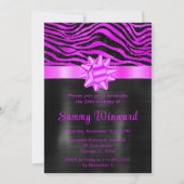Invitation Purple and Black Zebra Stripes Birthday Party (Dos)