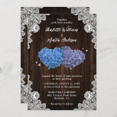 Invitation Purple and Blue Rustic Floral Wedding (Devant / Derrière)