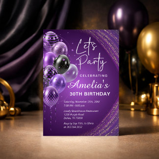 Invitation Purple and Gold Adult Birthday Party