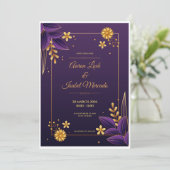 Invitation Purple and Gold Aesthetics Floral Save the Date (Debout devant)