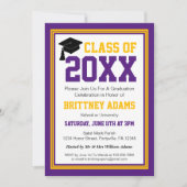 Invitation Purple and Gold Photo Graduation Party (Devant)