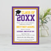 Invitation Purple and Gold Photo Graduation Party (Debout devant)