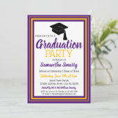 Invitation Purple and Gold Photo Graduation Party (Debout devant)