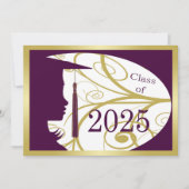 Invitation Purple and Gold Silhouette 2025 Graduation Party (Devant)