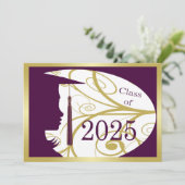 Invitation Purple and Gold Silhouette 2025 Graduation Party (Debout devant)