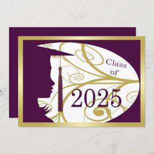 Invitation Purple and Gold Silhouette 2025 Graduation Party