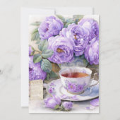 Invitation Purple and Lavender Peonies Tea Cup Birthday Party (Dos)