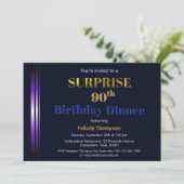 Invitation Purple and Navy Blue Surprise Dîner d'anniversaire (Debout devant)