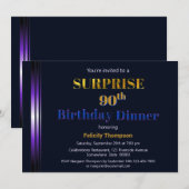 Invitation Purple and Navy Blue Surprise Dîner d'anniversaire (Devant / Derrière)