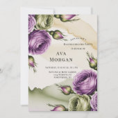 Invitation Purple and Sage Green Roses Bachelorette Party (Devant)