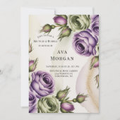 Invitation Purple and Sage Green Roses Brunch & Bubbly (Devant)
