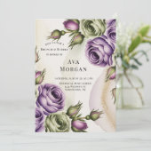 Invitation Purple and Sage Green Roses Brunch & Bubbly (Debout devant)
