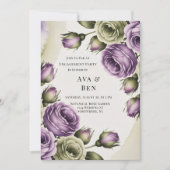Invitation Purple and Sage Green Roses Engagement Party (Devant)