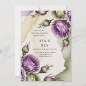 Invitation Purple and Sage Green Roses Painted Couples Shower (Devant)