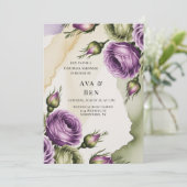 Invitation Purple and Sage Green Roses Painted Couples Shower (Debout devant)
