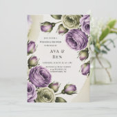 Invitation Purple and Sage Green Roses Painted Wedding Shower (Debout devant)