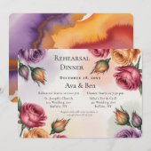 Invitation Purple and Sage Green Roses Rehearsal Dinner (Devant / Derrière)