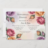 Invitation Purple and Sage Green Roses Rehearsal Dinner (Devant)