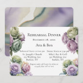 Invitation Purple and Sage Green Roses Rehearsal Dinner (Devant / Derrière)