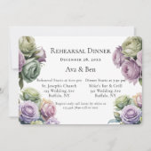 Invitation Purple and Sage Green Roses Rehearsal Dinner (Devant)