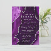 Invitation Purple and Silver Agate Marble Sweet Sixteen (Debout devant)
