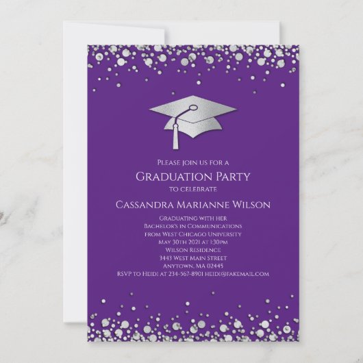 Invitation Purple and Silver Graduation (Devant)
