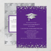 Invitation Purple and Silver Graduation (Devant / Derrière)