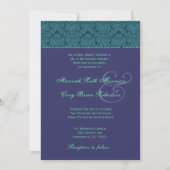 Invitation Purple and Turquoise Mariage damassé R4 (Devant)