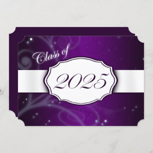 Invitation Purple and White 2025 Graduation Party