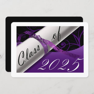 Invitation Purple and White Graduation Party