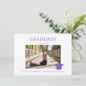 Invitation Purple and White Simple Photo Graduation Party (Debout devant)