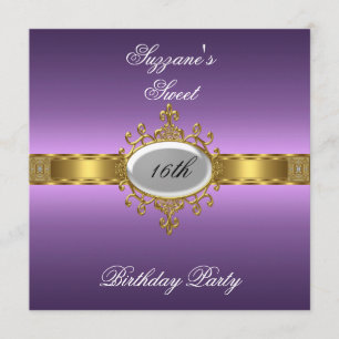 Invitation Purple Anniversaire Glamor Hot Sweet 16