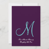 Invitation Purple Aqua Blue Dahlia Petals Mariage Recyclé (Dos)