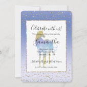 Invitation Purple Aqua Gold Parties scintillant Unicorn (Devant)