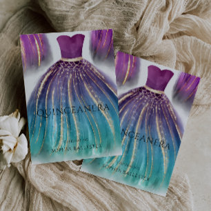 Invitation Purple Aqua Turquoise Ombre Mermaid Robe Quinceane