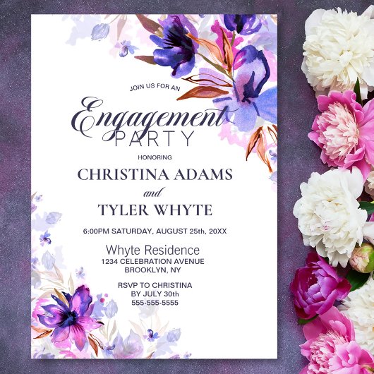 Invitation Purple Aquarelle Florale