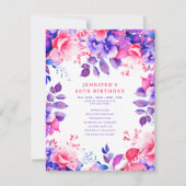 Invitation Purple Aquarelle Florale 80e Anniversaire Programm (Devant)