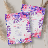 Invitation Purple Aquarelle Florale 80e Anniversaire Programm