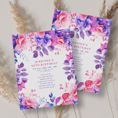 Invitation Purple Aquarelle Florale 90e Anniversaire Programm