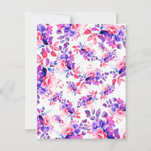 Invitation Purple Aquarelle Florale 90e Anniversaire Programm (Dos)