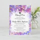 Invitation Purple Aquarelle Gold Splatter Graduation Party (Debout devant)