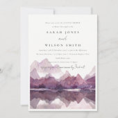 Invitation Purple Aquarelle Mountain Lake Couples Douche (Devant)