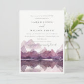 Invitation Purple Aquarelle Mountain Lake Couples Douche (Debout devant)